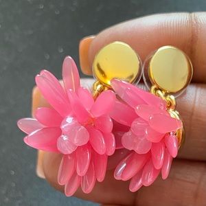 Talbots Pink and Gold Flower Pierced Earrings